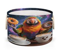 Drekrid Grande cesto portaoggetti - Cestino portaoggetti con manici, rotondo, pieghevole, per giocattoli, coperte, camera da letto, soggiorno, decorazione per la casa, cesto regalo