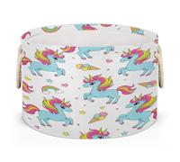 Drekrid Grande cesto portaoggetti - Contenitore per gelato con manici, pieghevole, rotondo, per bambini, giocattoli, coperta per animali domestici, camera da letto, soggiorno, decorazione per la casa