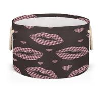 Drekrid Grande cesto portaoggetti, per San Valentino, con manici, rotondo, pieghevole, per giocattoli, coperte, camera da letto, soggiorno, decorazione per la casa, cesto regalo