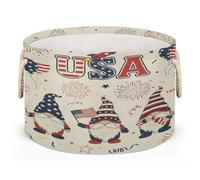 Drekrid Grande cesto portaoggetti - Usa Independence Day Gnomes Nursery Organizer Bin Box con manici, cesto portabiancheria rotondo pieghevole per giocattoli, coperte, camera da letto soggiorno