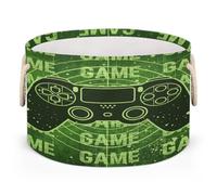 Drekrid Grande cesto portaoggetti - Verde Game Controller Nursery Bin Bin Box Organizzatore Rotondo Pieghevole Cesto portabiancheria per Bambini Giocattoli, Coperta, Camera da Letto Soggiorno