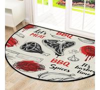 Drekrid Grande zerbino semicircolare - Barbecue Time antiscivolo assorbente mezzo rotondo ingresso tappeto carino morbido semicircolare lavabile per cucina bagno camera da letto 160 x 100 cm