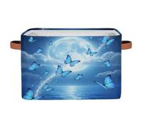 Drekrid Grandi cestini portaoggetti - blu farfalla luna pieghevole mensola armadio organizer cestini per bambini vestiti, giocattoli, asilo nido, bagno, camera da letto, decorazione per la casa cesto