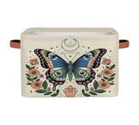 Drekrid Grandi cestini portaoggetti - Farfalla Luna pieghevole rettangolare mensola armadio organizer cestini per bambini vestiti, giocattoli, asilo nido, bagno, camera da letto, decorazione per la