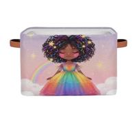 Drekrid Grandi cestini portaoggetti, motivo ragazza nera africana, pieghevole, rettangolare, per vestiti dei bambini, giocattoli, asilo nido, bagno, camera da letto, cestino regalo decorativo per la