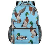 Drekrid Mallard Ducks, zaino da scuola e da viaggio, leggero, adatto per laptop da 15,6 pollici, per donne, uomini, studenti universitari, scuole medie, adolescenti