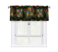 Drekrid Mantovana per finestre, piume di pavone, corte, piccole, morbide, filtranti la luce, tende da cucina per camera da letto, bagno, cantina, bar, tasca per asta, 137 x 46 cm, 1 pannello