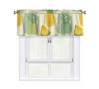 Drekrid Mantovana per finestre, stile retrò, con ananas che filtra la luce, piccole tende corte e morbide da cucina per cantina, bagno, camera da letto, bar, tasca per bastone, 137 x 46 cm, 1 pannello