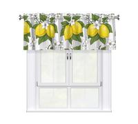 Drekrid Mantovana per finestre, strisce di limone, filtranti la luce, corte, piccole, morbide, tende da cucina per bar, cantina, bagno, camera da letto, tasca per bastone, 137 x 46 cm, 1 pannello