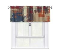 Drekrid Mantovane per finestre, arte retrò astratta, corte, piccole, morbide, filtranti la luce, tende da cucina per camera da letto, bagno, cantina, bar, tasca per asta, 137 x 46 cm, 1 pannello