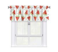 Drekrid Mantovane per finestre, fette di anguria verdi a righe filtranti la luce, piccole tende corte morbide da cucina per cantina, bagno, camera da letto, bar, tasca per bastone, 137 x 46 cm, 1