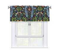 Drekrid Mantovane per finestre, fiori e farfalle, morbide, piccole, corte, filtranti la luce, tende da cucina per bagno, camera da letto, cantina, bar, tasca per asta, 137 x 46 cm, 1 pannello