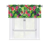 Drekrid Mantovane per finestre, frutta tropicale e fiori filtranti la luce, piccole tende corte e morbide da cucina per cantina, bagno, camera da letto, bar, tasca per bastone, 137 x 46 cm, 1 pannello