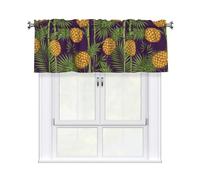 Drekrid Mantovane per finestre, tende da cucina in bambù con ananas che filtrano la luce, piccole e morbide, per cantina, bagno, camera da letto, bar, tasca per bastone, 137 x 46 cm, 1 pannello