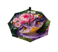 Drekrid Ombrelli compatti antivento per pioggia - floreale viola serpente portatile leggero ombrello pieghevole automatico inverso - Ombrello piccolo carino per pendolari, auto, zaino, borsa