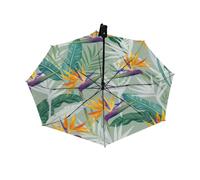 Drekrid Ombrelli compatti antivento per pioggia, uccello del paradiso floreale portatile leggero ombrello pieghevole automatico inverso - Ombrello piccolo carino per pendolari, auto, zaino, borsa