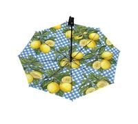 Drekrid Ombrello da viaggio per pioggia e sole, a quadri, antivento, compatto, con apertura automatica, per donne e bambini, pieghevole al contrario automatico, piccolo ombrello carino per pendolari