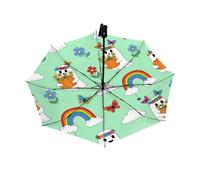 Drekrid Ombrello da viaggio per pioggia e sole, compatto e antivento, automatico, pieghevole al contrario, per bambini e donne, carino Halloween zucca fantasma, piccolo ombrello con apertura