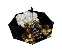 Drekrid Ombrello da viaggio per pioggia e sole, ombrello compatto antivento con fiore africano pieghevole automatico inverso per bambini e donne, grazioso piccolo ombrello con apertura automatica per