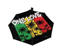 Drekrid Ombrello da viaggio per pioggia e sole, reggae Love, antivento, compatto, automatico, pieghevole, per donne e bambini, piccolo ombrello con apertura automatica per auto, zaino, pendolarismo