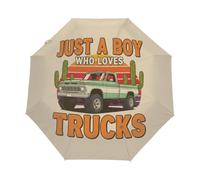 Drekrid Ombrello da viaggio per pioggia, ombrello pieghevole con cactus Monster Car Truck antivento automatico inverso pieghevole per donne, apertura automatica e chiusura piccola, ombrello compatto