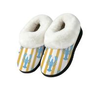 Drekrid Pantofole da donna in memory foam, morbide e calde | Comoda e comoda suola in gomma antiscivolo, retro chiuso, camera da letto invernale per interni ed esterni, a righe aragoste