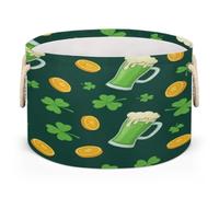 Drekrid St. Patricks - Grande cesto portaoggetti per birra, con manici, rotondo, pieghevole, per giocattoli, coperte, camera da letto, soggiorno, decorazione per la casa, cesto regalo
