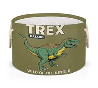 Drekrid T-rex - Grande cesto portaoggetti con manici, rotondo, pieghevole, per giocattoli, coperte, camera da letto, soggiorno, decorazione per la casa, cesto regalo