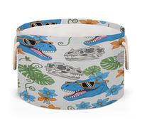 Drekrid T-rex - Grande cesto portaoggetti con manici, rotondo, pieghevole, per giocattoli, coperte, camera da letto, soggiorno, decorazione per la casa, cestino regalo