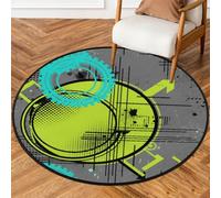 Drekrid Tappeto rotondo 90 cm, motivo arte astratta, lavabile, per interni, antiscivolo, per soggiorno, camera da letto, divano, sotto il tavolo da pranzo, decorazione estetica