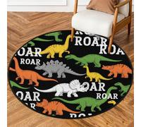 Drekrid Tappeto rotondo da 160 cm, con dinosauro ruggito, lavabile, per interni, antiscivolo, per soggiorno, camera da letto, divano, sotto il tavolo da pranzo, decorazione estetica