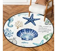 Drekrid Tappeto rotondo da 160 cm, lavabile, con motivo oceano e mare, antiscivolo, per interni, per camera da letto, soggiorno, divano, sotto il tavolo da pranzo, decorazione estetica