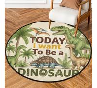 Drekrid Tappeto rotondo da 90 cm, con dinosauro, lavabile, per interni, antiscivolo, per camera da letto, soggiorno, divano, sotto il tavolo da pranzo, decorazione estetica