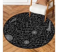 Drekrid Tappeto rotondo da 90 cm, lavabile, antiscivolo, per interni, per soggiorno, divano, camera da letto, sotto il tavolo da pranzo, decorazione estetica matematica