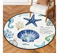 Drekrid Tappeto rotondo da 90 cm, lavabile, con motivo oceano e mare, antiscivolo, per interni, per camera da letto, soggiorno, divano, sotto il tavolo da pranzo, decorazione estetica