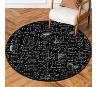 Drekrid Tappeto rotondo da 90 cm, lavabile, per matematica, ingresso, tappeto antiscivolo, per interni, per soggiorno, divano, camera da letto, sotto il tavolo da pranzo, decorazione estetica
