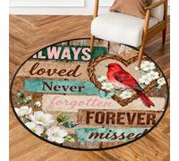 Drekrid Tappeto rotondo da 90 cm, motivo cardinale Always Loved, lavabile, antiscivolo, per interni, camera da letto, soggiorno, divano, sotto il tavolo da pranzo, decorazione estetica