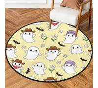 Drekrid Tappeto rotondo da 90 cm, motivo fantasma occidentale di Halloween, tappeto da ingresso, lavabile, per camera dei ragazzi, divano, decorazione per asilo nido, antiscivolo, decorazione estetica