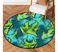 Drekrid Tappeto rotondo da 90 cm, motivo graffiti con fiamme, lavabile, antiscivolo, per interni, soggiorno, camera da letto, divano, sotto il tavolo da pranzo, decorazione estetica