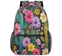 Drekrid Zaino per la scuola e da viaggio, per donne e uomini, con fiori e cactus, leggero, adatto per laptop da 15,6 pollici, per studenti universitari, scuole medie, adolescenti