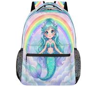 Drekrid Zaino per la scuola e da viaggio, per ragazzi e ragazze, con motivo sirena, arcobaleno, leggero, adatto per laptop da 15,6 pollici, per donne, uomini, studenti universitari, scuole medie