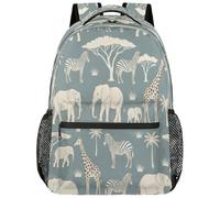 Drekrid Zaino scolastico da viaggio per donne e uomini, con elefanti e giraffe, leggero, adatto per laptop da 15,6 pollici, per studenti universitari, scuole medie, adolescenti