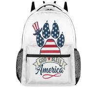 Drekrid Zaino scolastico da viaggio per donne e uomini, con scritta in lingua inglese "God Bless America", leggero, per ragazzi e ragazze, adatto per laptop da 15,6 pollici, per studenti universitari