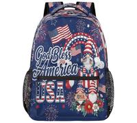Drekrid Zaino scolastico da viaggio per donne e uomini, con scritta in lingua inglese "God Bless America", leggero, adatto per computer portatili da 15,6 pollici, per studenti universitari, scuole