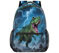 Drekrid Zaino scolastico da viaggio per donne e uomini, verde T Rex ruggente leggero per ragazzi e ragazze, adatto per laptop da 15,6 pollici, per studenti universitari, scuole medie, adolescenti