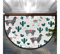 Drekrid Zerbino a mezzo cerchio, con lama e cactus bohémien, assorbente, antiscivolo, semicircolare, lavabile, per cucina, WC, comodino, 90 x 60 cm