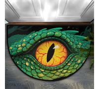 Drekrid Zerbino a mezzo cerchio, lavabile, antiscivolo, con occhi di drago, semicircolare, assorbente, grazioso tappeto semicircolare per interni, cucina, lavanderia, camera da letto, bagno, 60 x 90