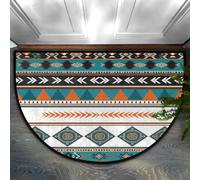 Drekrid Zerbino a mezzo cerchio, lavabile, antiscivolo, semicircolare, per ingresso, stile azteco occidentale, assorbente, grazioso tappeto semicircolare per casa, bagno, cucina, lavanderia, camera da