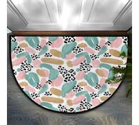 Drekrid Zerbino a mezzo cerchio, stile bohémien, astratto, assorbente, antiscivolo, semicircolare, morbido, carino, semicircolare, lavabile, per cucina, camera da letto, bagno, 90 x 60 cm