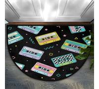 Drekrid Zerbino a mezzo cerchio, stile retrò anni '80, assorbente, antiscivolo, semicircolare, lavabile, per camera da letto, cucina, bagno, 90 x 60 cm